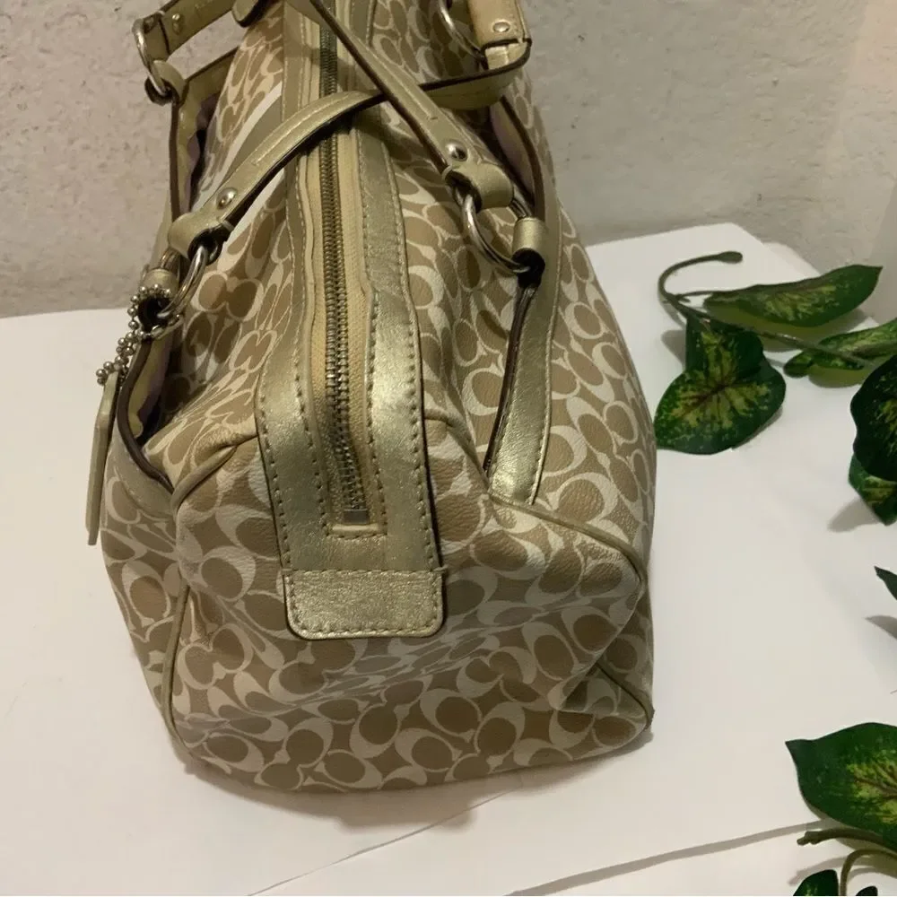 COACH Chelsea Heritage Satchel M1094-F15132 Metallic Tan/Gold, Lavender Lining